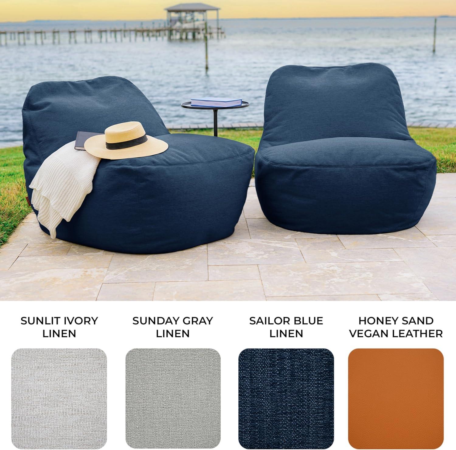 image:imageBig Joe Luft Outdoor Patio Chair Lightweight Bean Filling Outdoor Performance Linen Sailor BlueSailor Blue