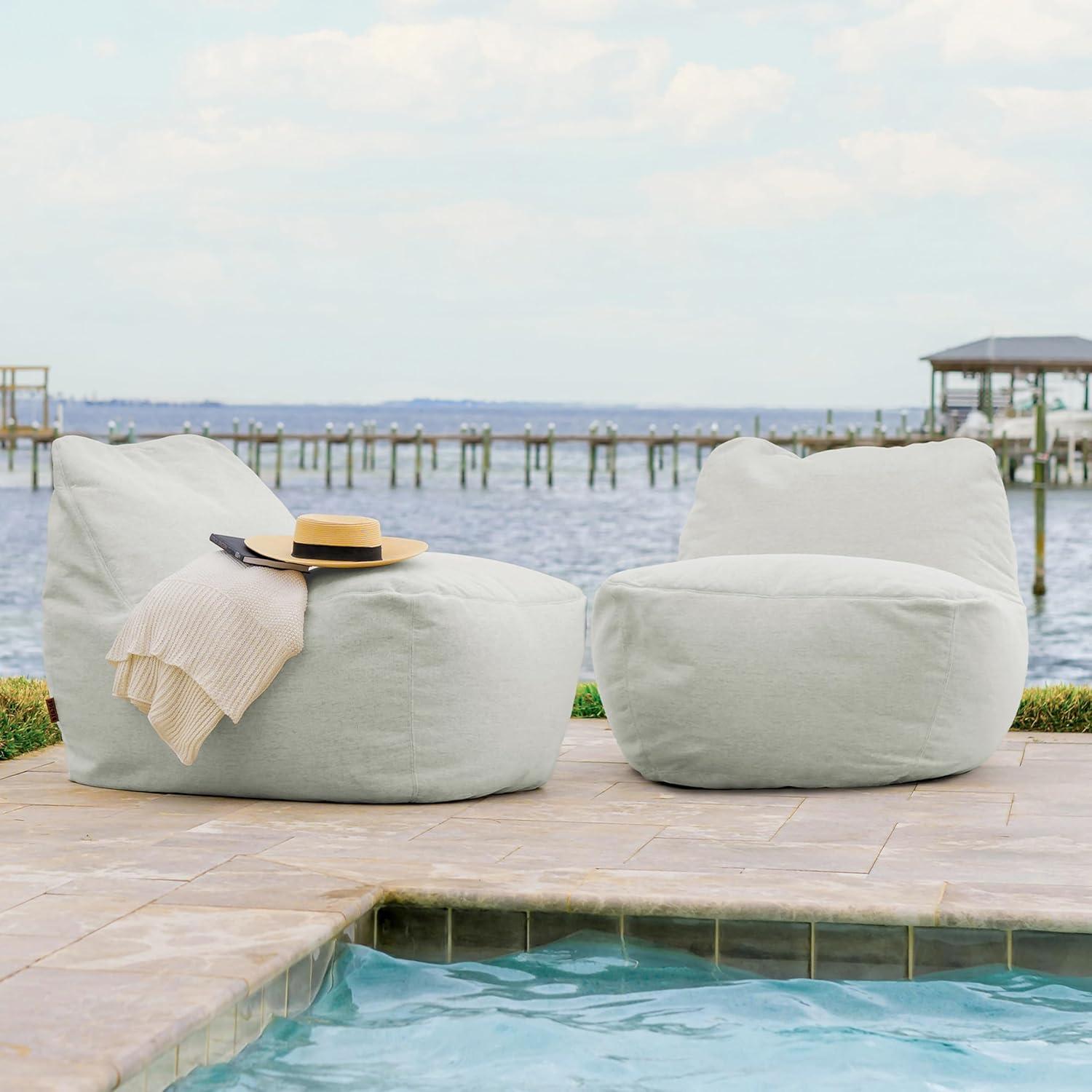 image:imageBig Joe Luft Outdoor Patio Chair Lightweight Bean Filling Outdoor Performance Linen Sailor BlueSunday Gray