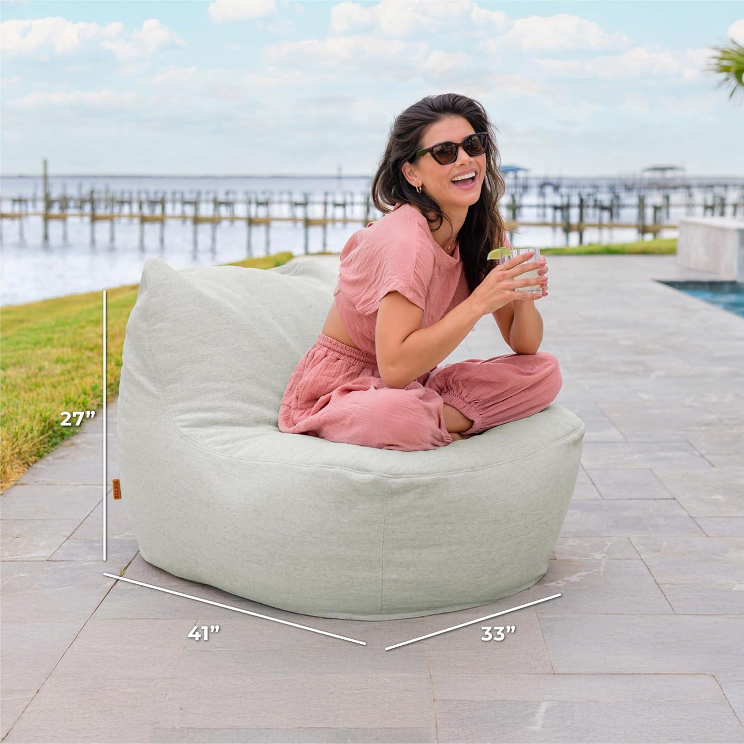 image:imageBig Joe Luft Outdoor Patio Chair Lightweight Bean Filling Outdoor Performance Linen Sailor BlueSunday Gray