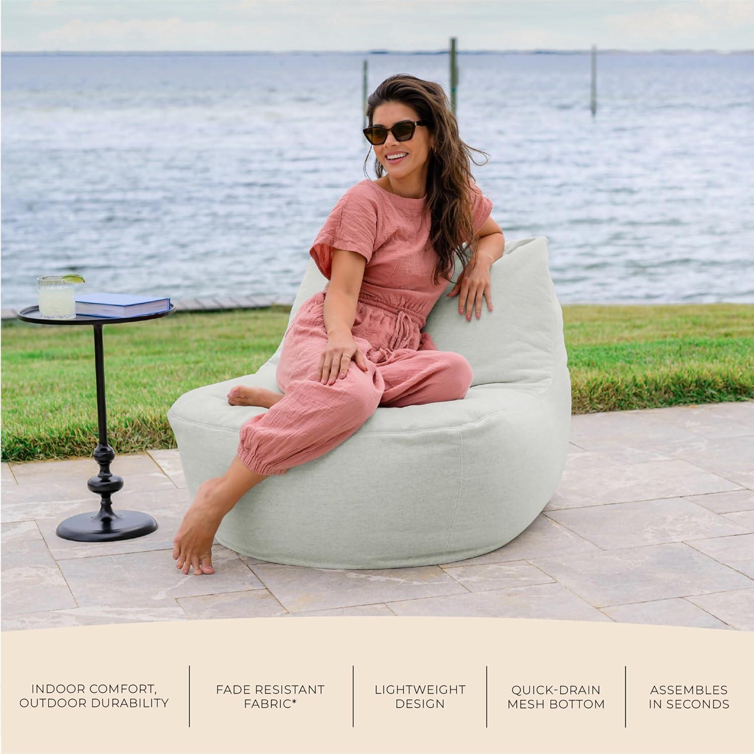 image:imageBig Joe Luft Outdoor Patio Chair Lightweight Bean Filling Outdoor Performance Linen Sailor BlueSunday Gray