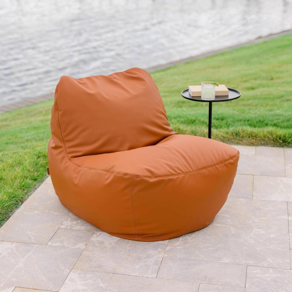 image:imageBig Joe Luft Outdoor Patio Chair Lightweight Bean Filling Outdoor Performance Linen Sailor BlueHoney Sand