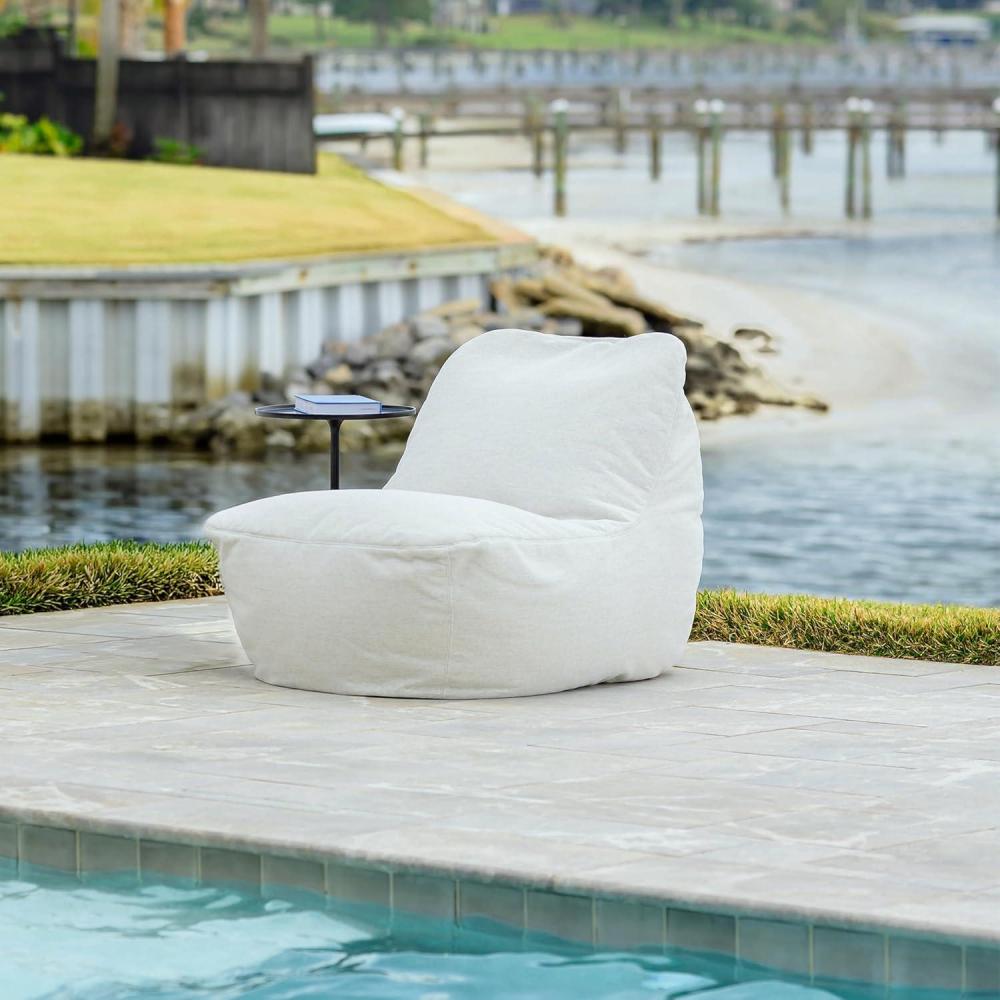 image:imageBig Joe Luft Outdoor Patio Chair Lightweight Bean Filling Outdoor Performance Linen Sailor BlueSunlit Ivory