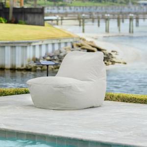Big Joe Luft Outdoor Patio Chair, Lightweight Bean Filling, Outdoor Performance Linen, Sailor Blue(Sunday Gray)