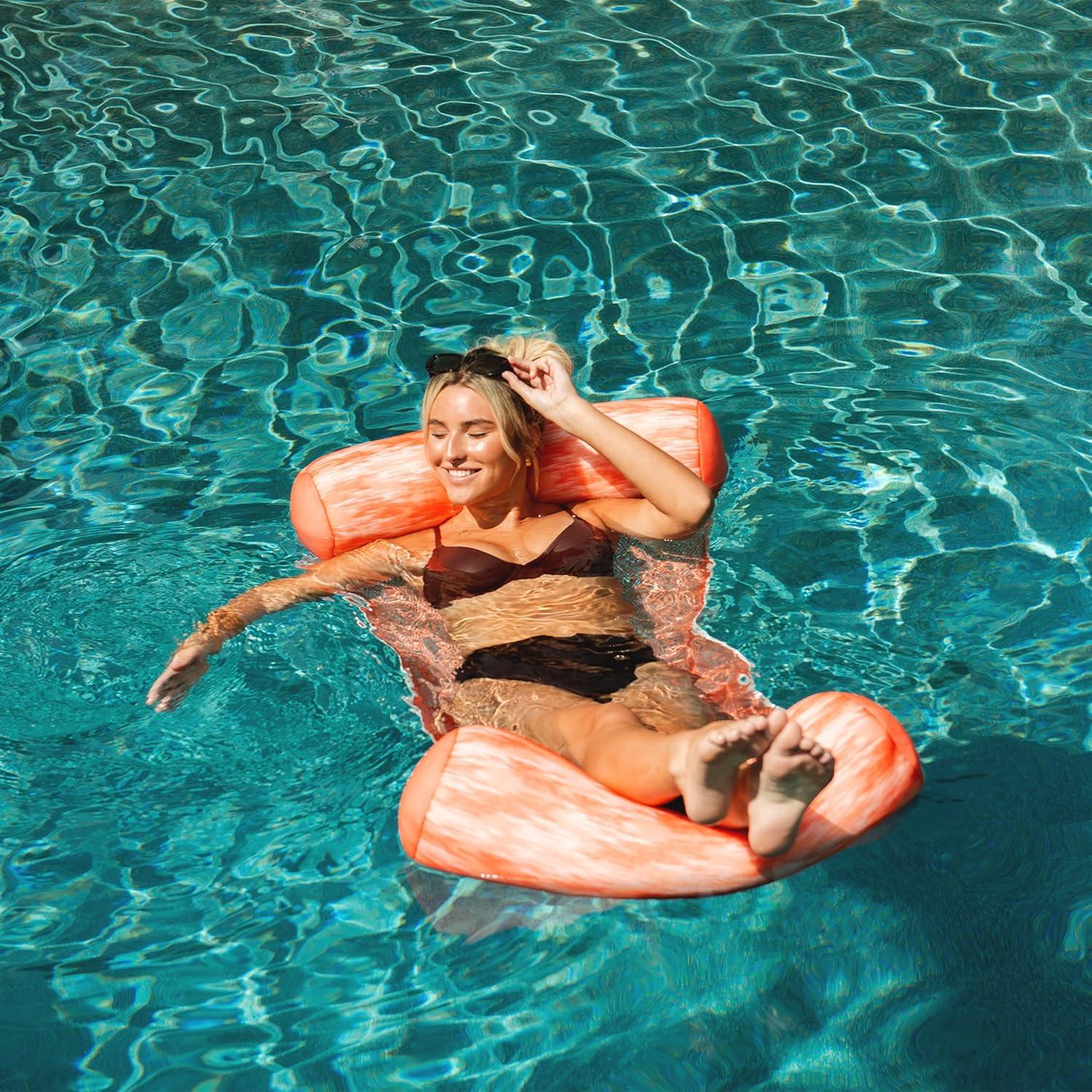 image:imageBig Joe Noodle Pool Float Banana Pop DoubledSided Mesh Quick Draining Fabric No Inflation NeededPeach Glow