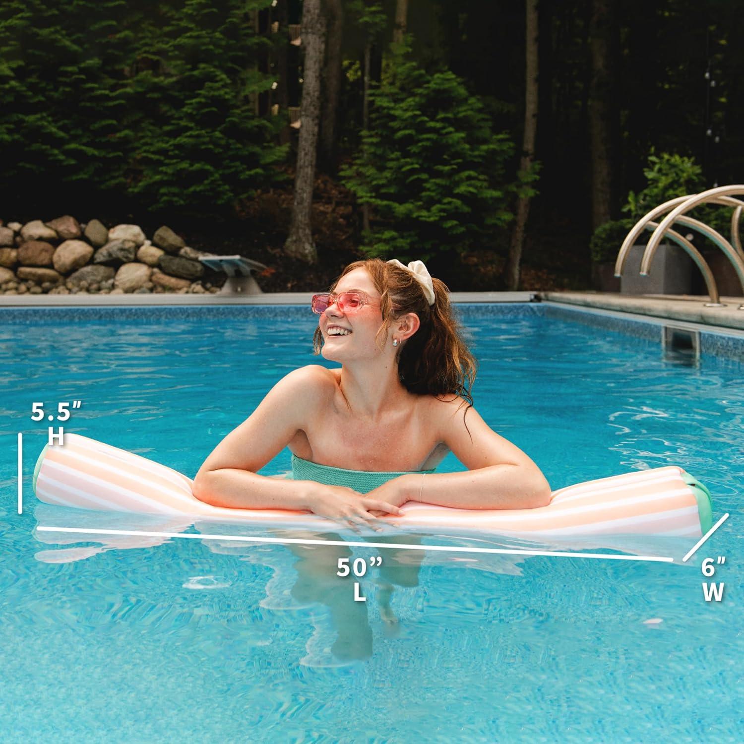 image:imageBig Joe Noodle Pool Float Banana Pop DoubledSided Mesh Quick Draining Fabric No Inflation NeededStripe Turquoise