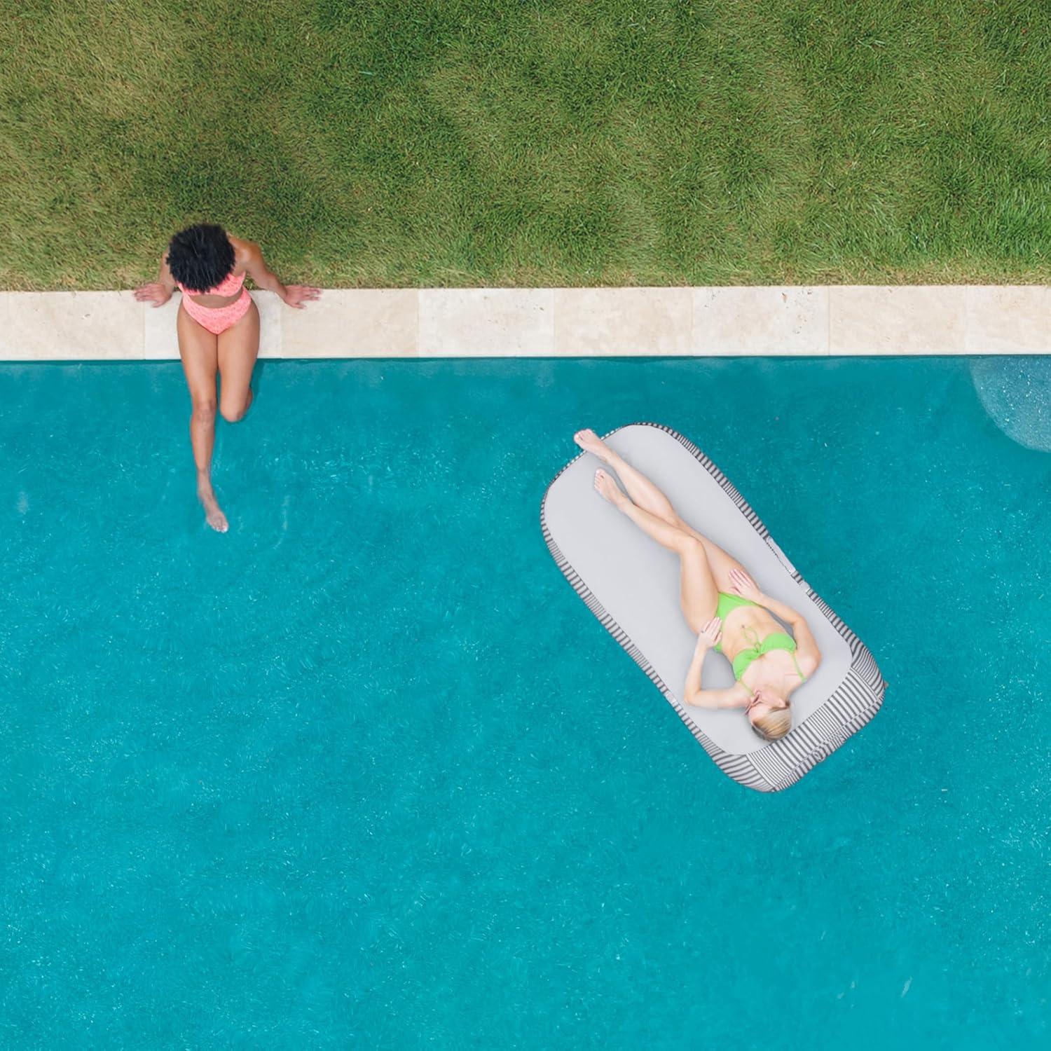 image:imageBig Joe Dryside Island Inflatable Pool Float for Adults Fade Resistant Olefin Fabric Inflatable Raft Shoreline Gray 6 feet RoundShoreline Gray