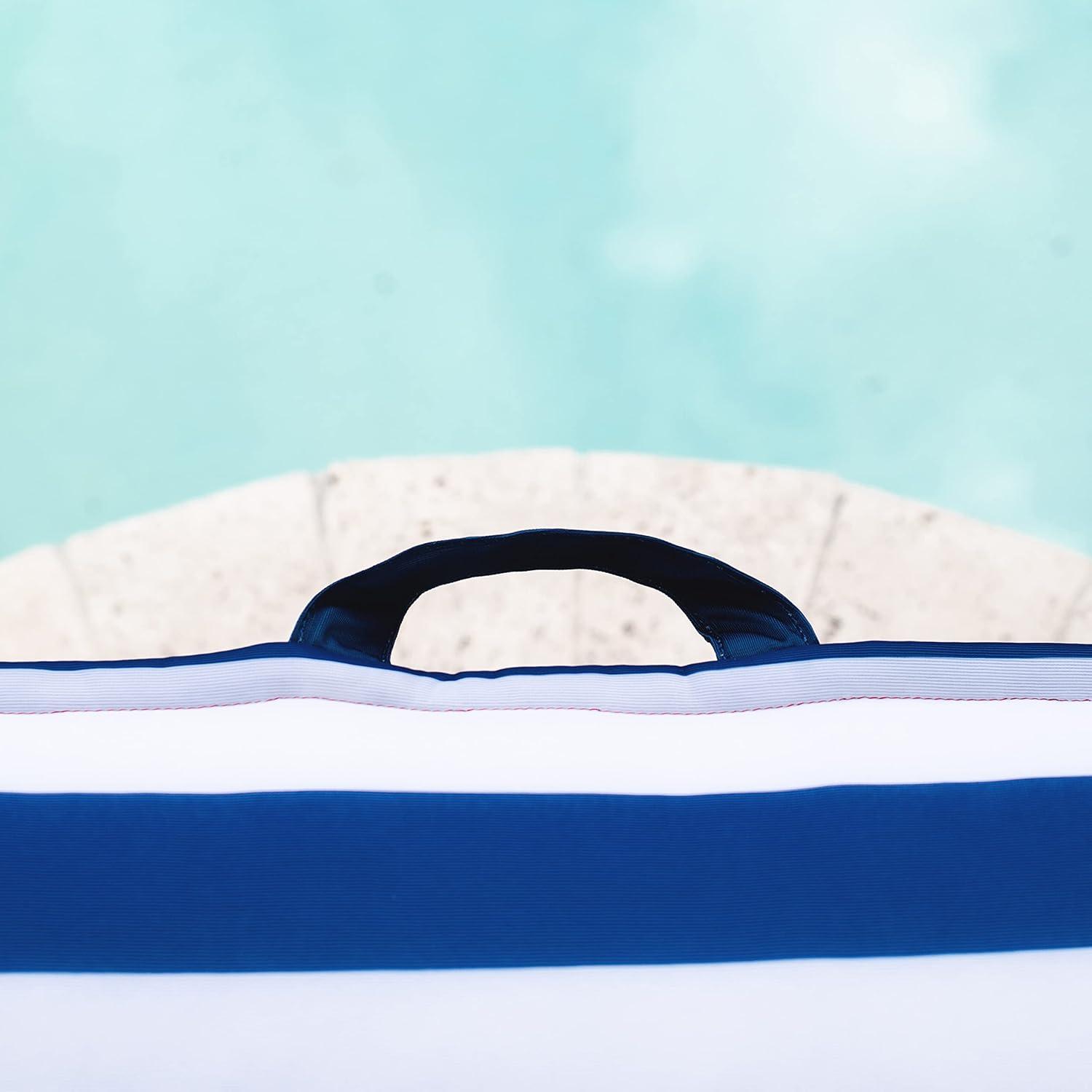 image:imageBig Joe Lux Lagoon Lounger Pool Float Harbor Blue Premier Mesh Durable UV Protected Polyester Blend No Inflation NeededAmericana Nautical Stripe