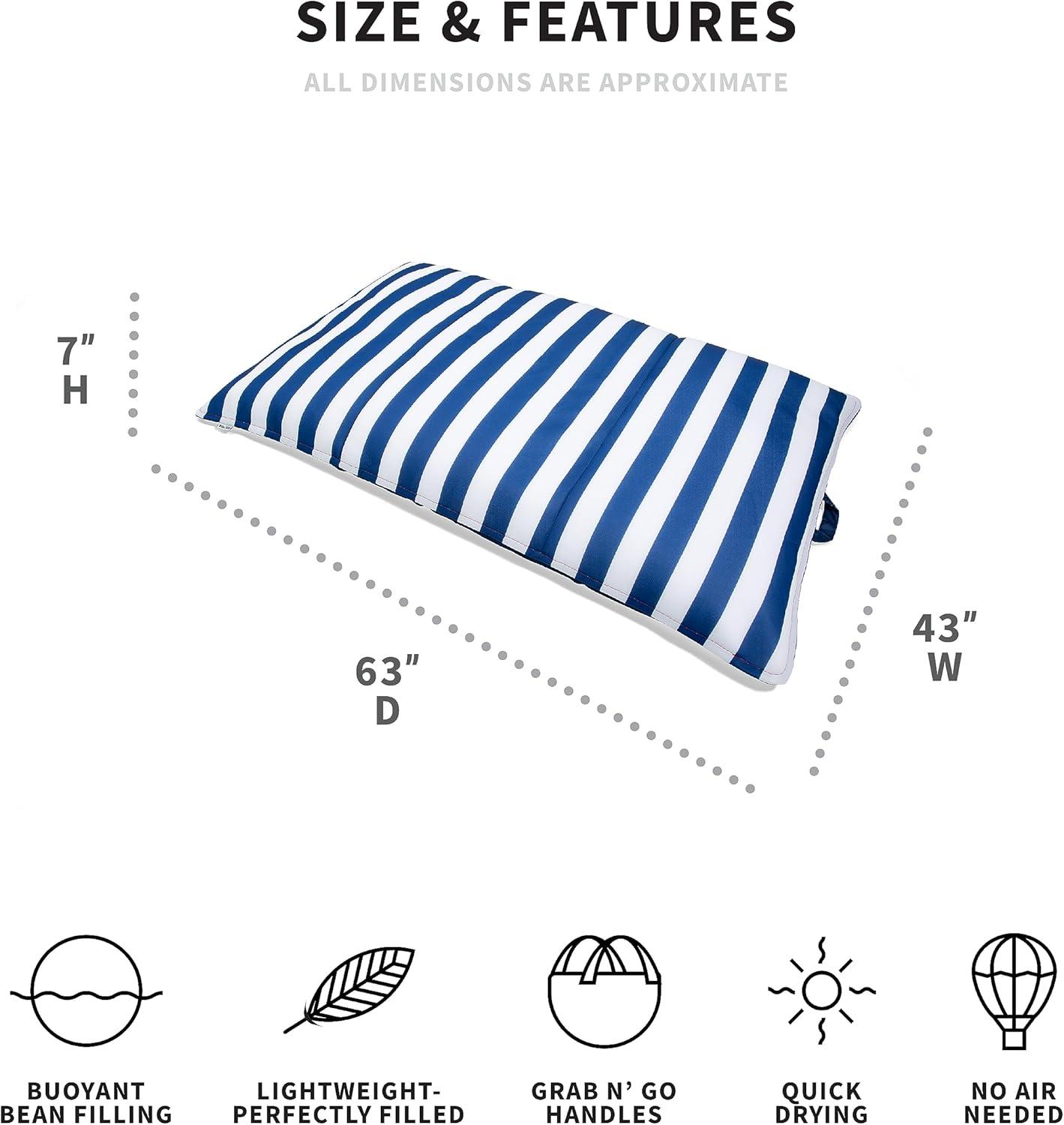 image:imageBig Joe Lux Lagoon Lounger Pool Float Harbor Blue Premier Mesh Durable UV Protected Polyester Blend No Inflation NeededAmericana Nautical Stripe