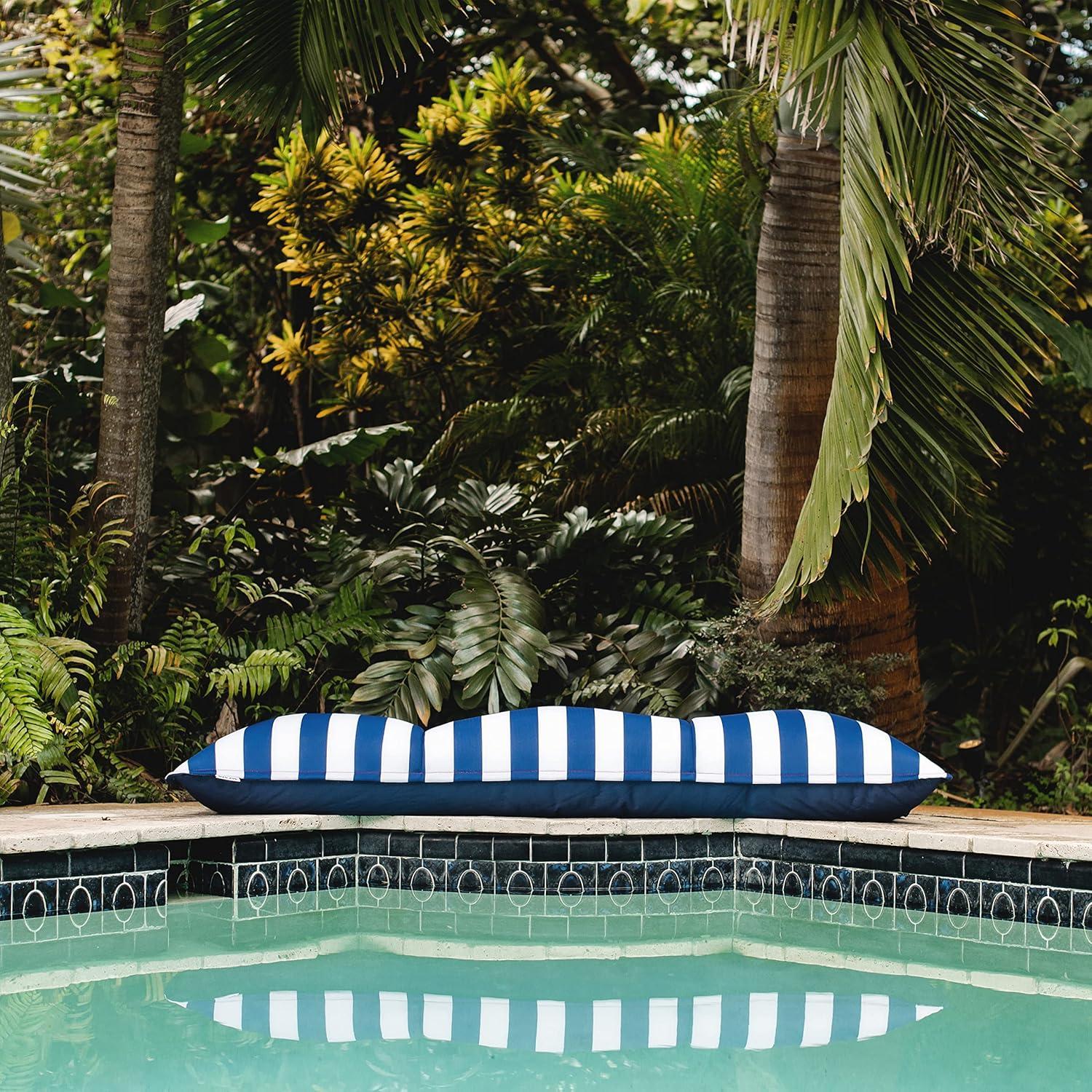 image:imageBig Joe Lux Lagoon Lounger Pool Float Harbor Blue Premier Mesh Durable UV Protected Polyester Blend No Inflation NeededAmericana Nautical Stripe