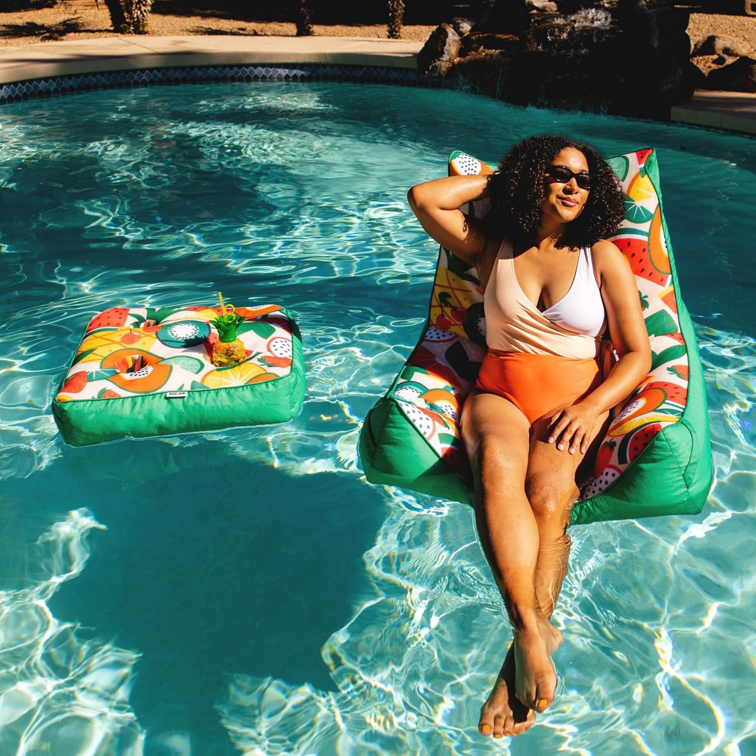 image:imageBig Joe Captains Float No Inflation Needed Pool Lounger Coral Bloom Double Sided Mesh Quick Draining Fabric 3 feetFruit Salad