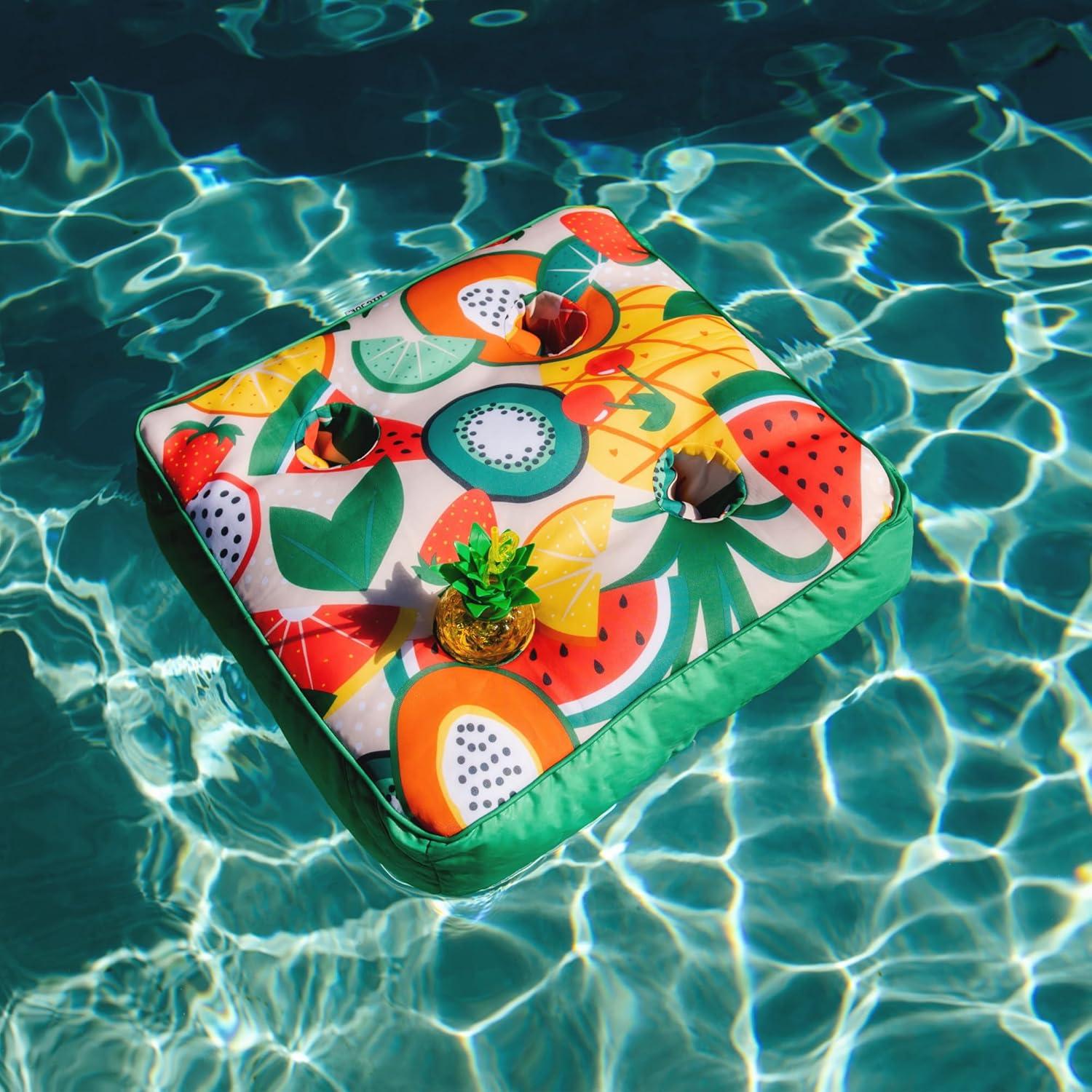 image:imageBig Joe Captains Float No Inflation Needed Pool Lounger Coral Bloom Double Sided Mesh Quick Draining Fabric 3 feetFruit Salad