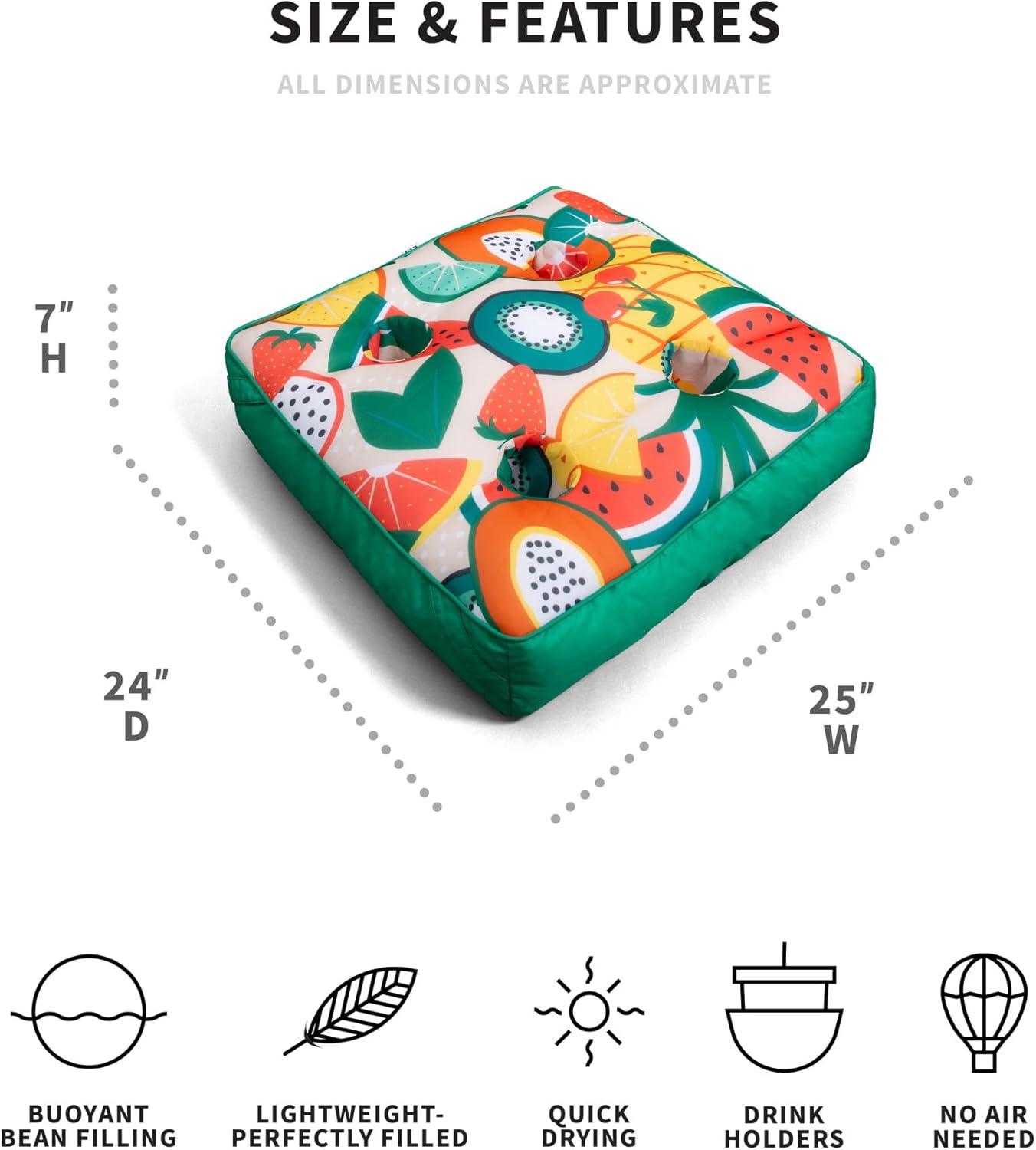 image:imageBig Joe Captains Float No Inflation Needed Pool Lounger Coral Bloom Double Sided Mesh Quick Draining Fabric 3 feetFruit Salad