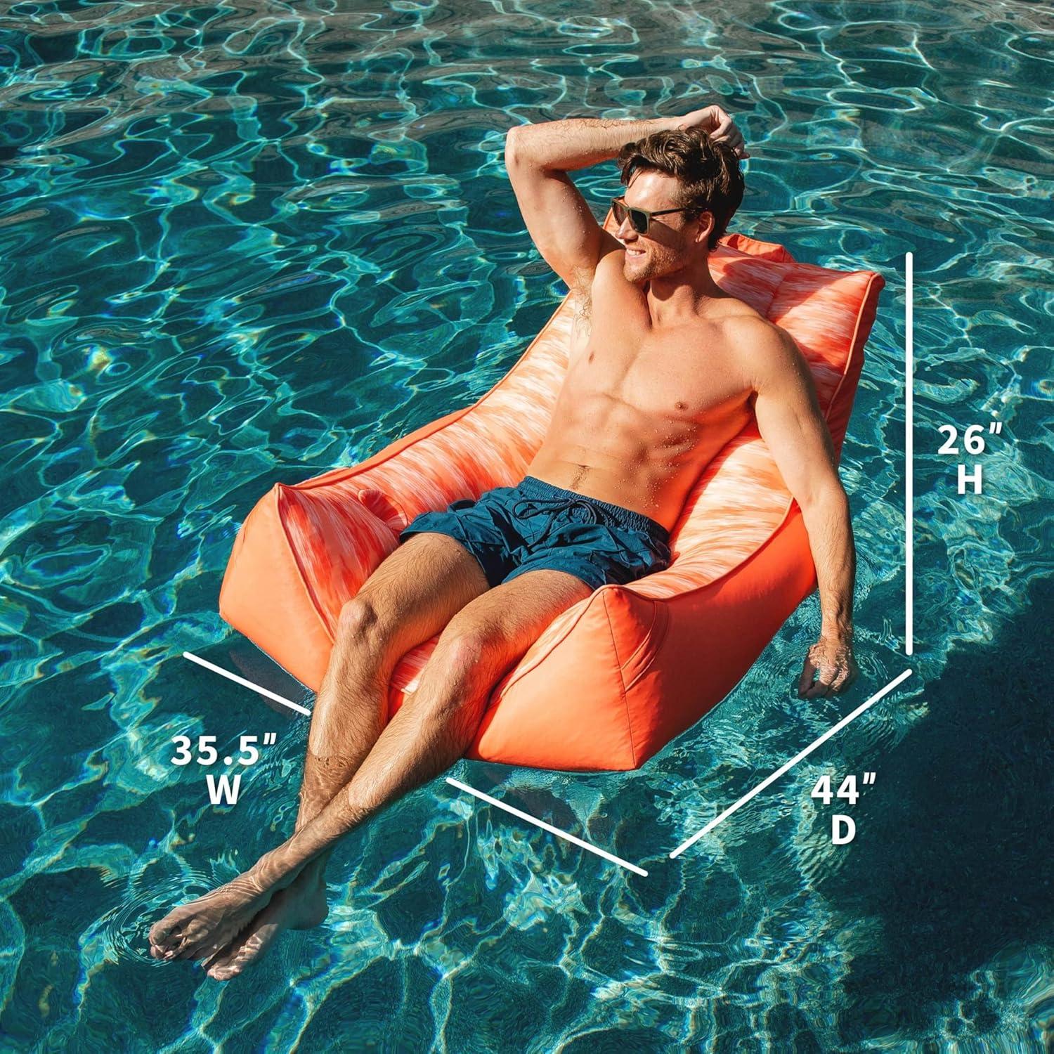 image:imageBig Joe Captains Float No Inflation Needed Pool Lounger Coral Bloom Double Sided Mesh Quick Draining Fabric 3 feetPeach Glow