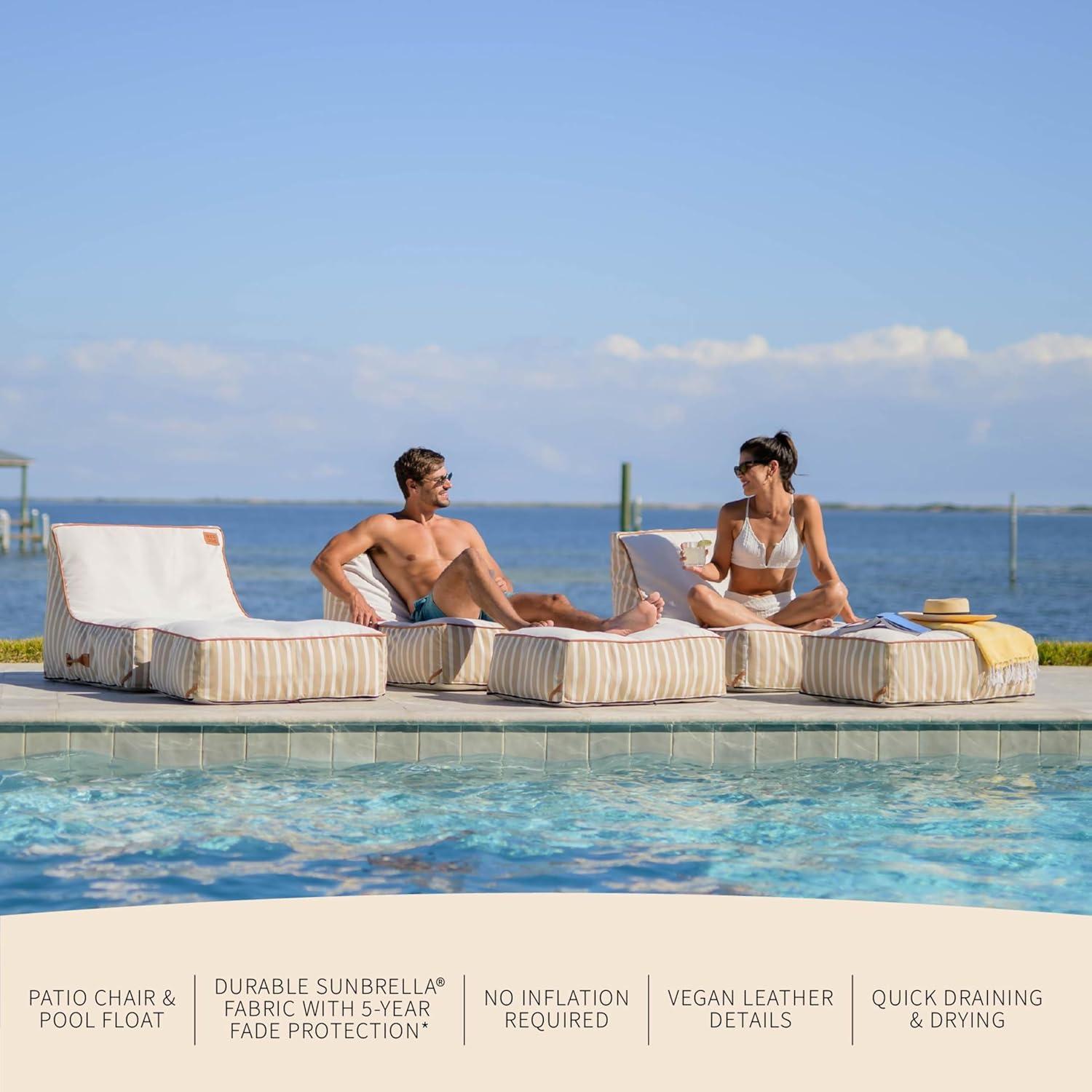 image:imageBig Joe Lux Sealander Pool Float and Patio Chair Harbor Blue Premier Mesh Durable UV Protected Polyester Blend No Inflation NeededSand Stripe