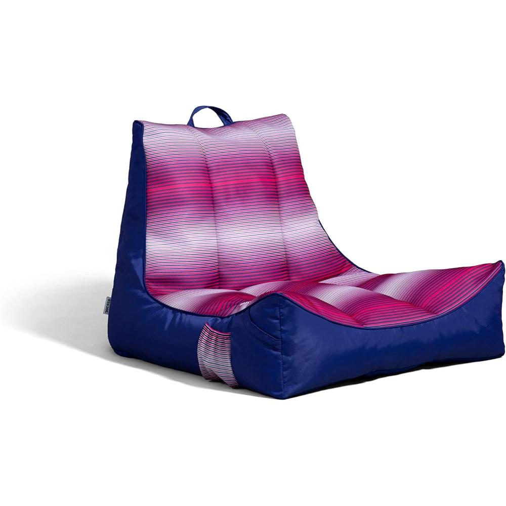 image:imageBig Joe Captains Float No Inflation Needed Pool Lounger Coral Bloom Double Sided Mesh Quick Draining Fabric 3 feetFaded Stripe Fuchsia