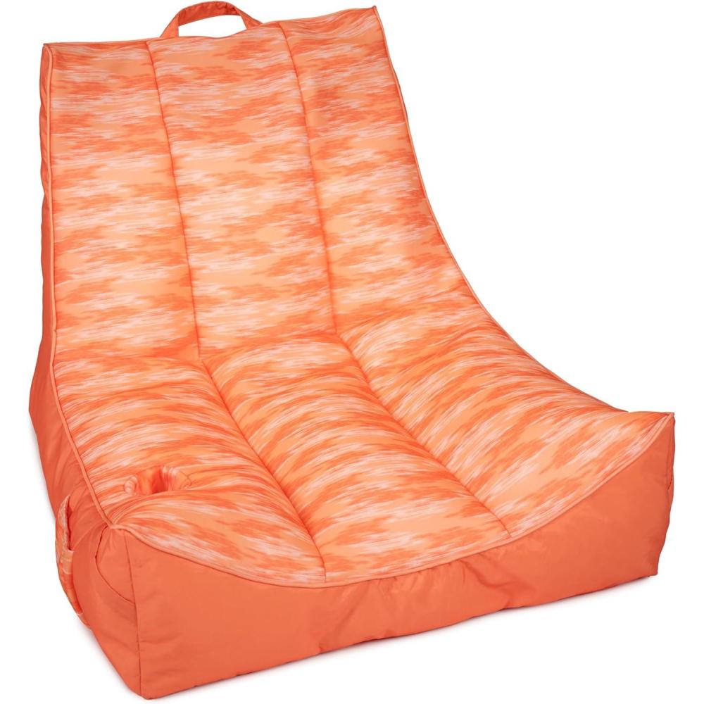 image:imageBig Joe Captains Float No Inflation Needed Pool Lounger Coral Bloom Double Sided Mesh Quick Draining Fabric 3 feetPeach Glow