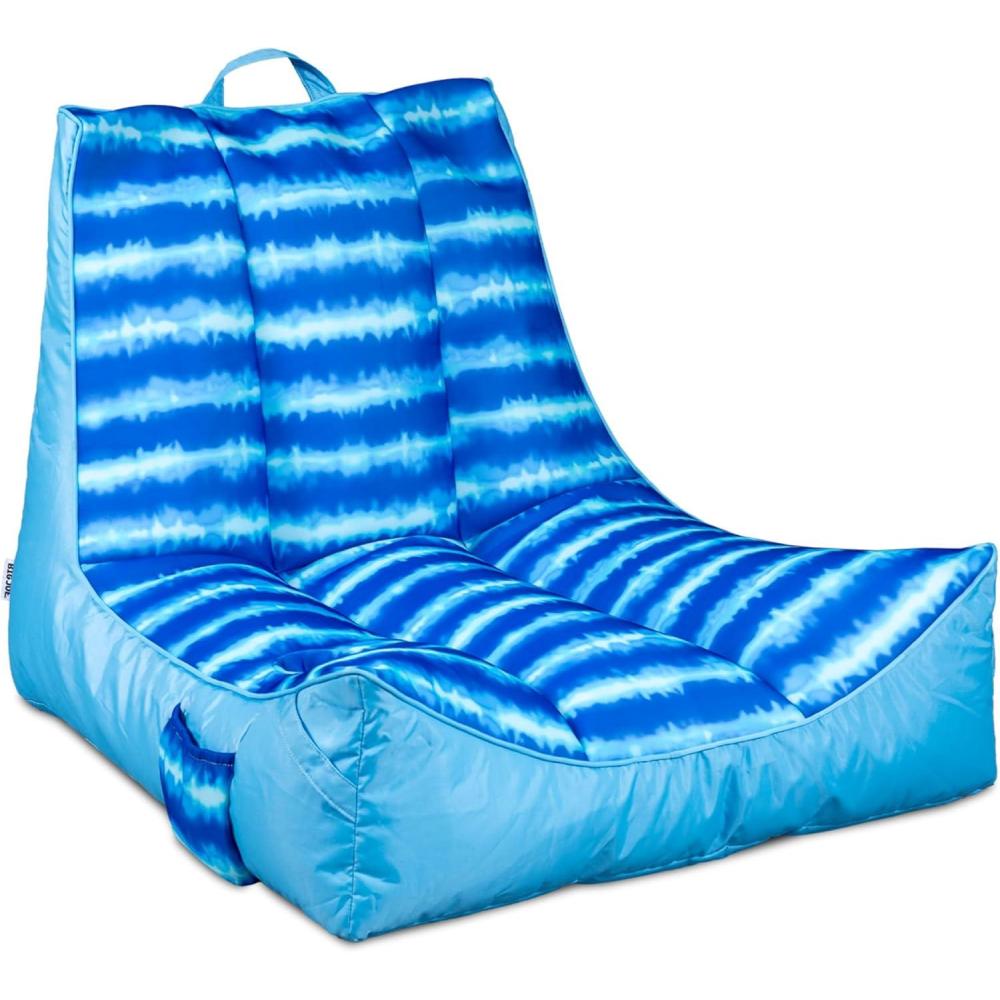 image:imageBig Joe Captains Float No Inflation Needed Pool Lounger Coral Bloom Double Sided Mesh Quick Draining Fabric 3 feetRipple Blue