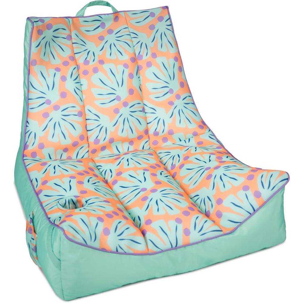 image:imageBig Joe Captains Float No Inflation Needed Pool Lounger Coral Bloom Double Sided Mesh Quick Draining Fabric 3 feetSweet Shells Peach