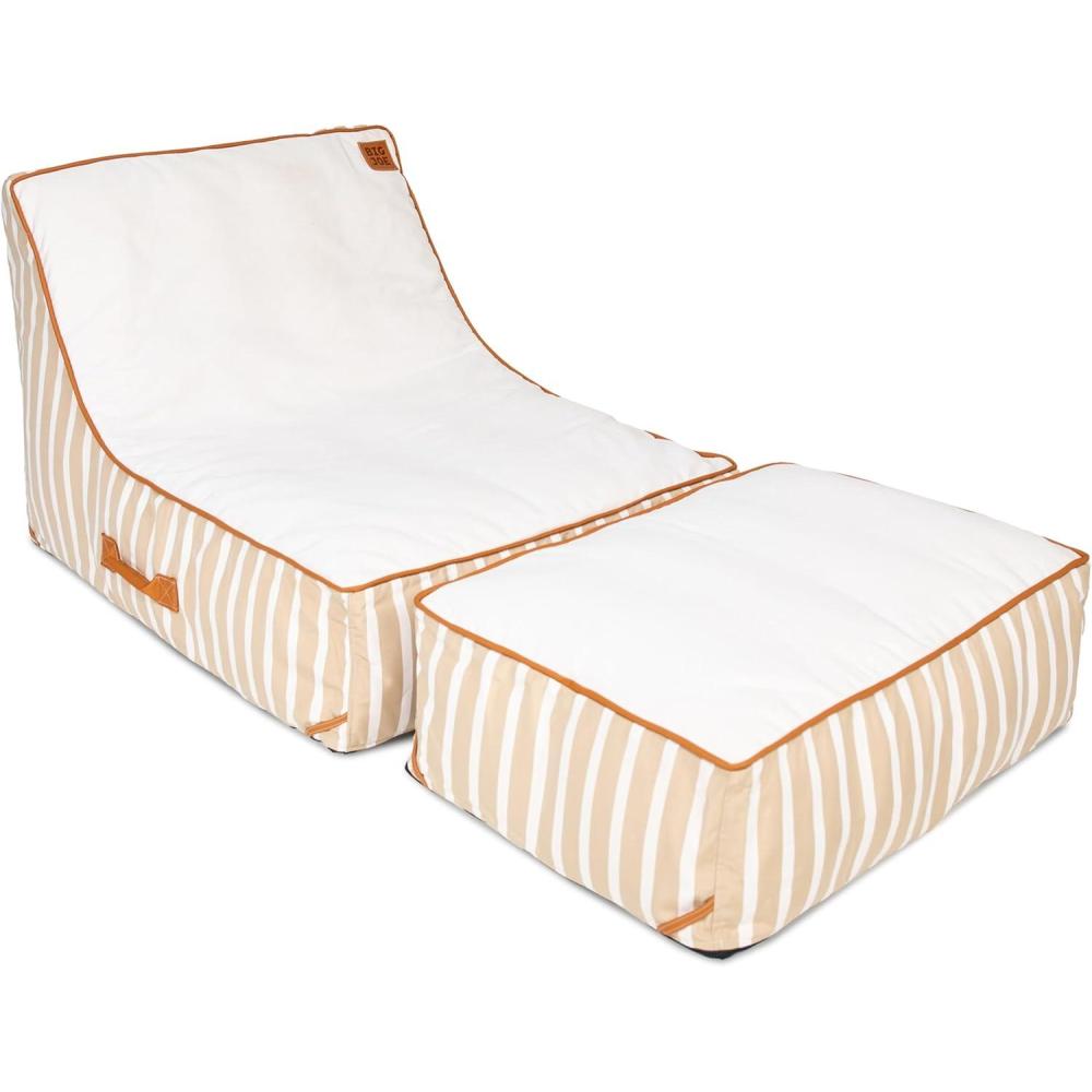 image:imageBig Joe Lux Sealander Pool Float and Patio Chair Harbor Blue Premier Mesh Durable UV Protected Polyester Blend No Inflation NeededSand Stripe