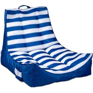 Big Joe Captain’s Float No Inflation Needed Pool Lounger, Coral Bloom Double Sided Mesh, Quick Draining Fabric, 3 feet(American Nautical Stripe)