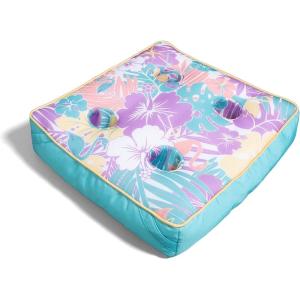 Big Joe Captain’s Float No Inflation Needed Pool Lounger, Coral Bloom Double Sided Mesh, Quick Draining Fabric, 3 feet(Aqua Tropical Hibiscus)