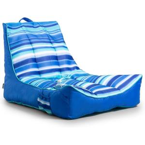 Big Joe Captain’s Float No Inflation Needed Pool Lounger, Coral Bloom Double Sided Mesh, Quick Draining Fabric, 3 feet(Blurred Blue)