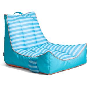 Big Joe Captain’s Float No Inflation Needed Pool Lounger, Coral Bloom Double Sided Mesh, Quick Draining Fabric, 3 feet(Light Blue Zag Stripe)