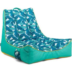 Big Joe Captain’s Float No Inflation Needed Pool Lounger, Coral Bloom Double Sided Mesh, Quick Draining Fabric, 3 feet(Turquoise Tropical Palm)