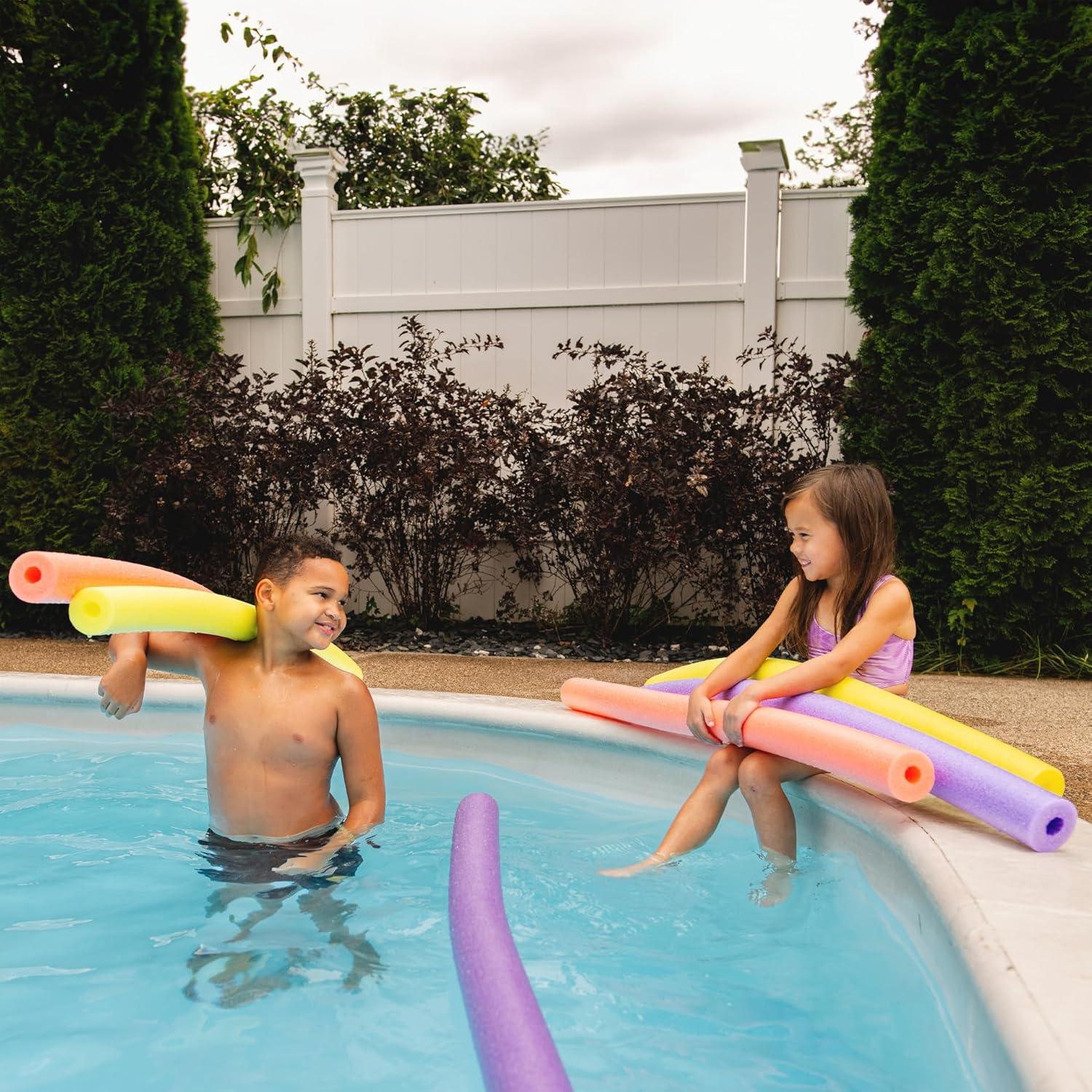 image:imageBig Joe Super Swim Noodle 20 Pack Pool Noodles Assorted Blues 4 feet 50 L x 3 W x 3 H EachCoral Purple Yellow